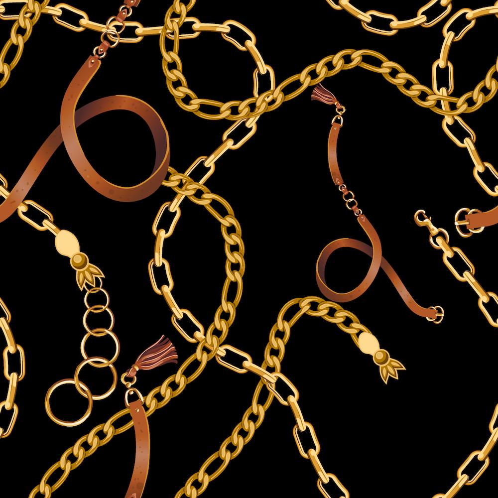 Gold Chains On Black Background