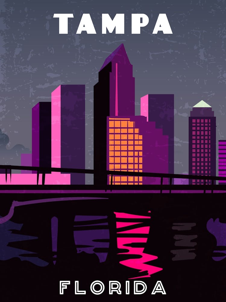 Tampa, Florida, USA — Retro travel minimalist poster