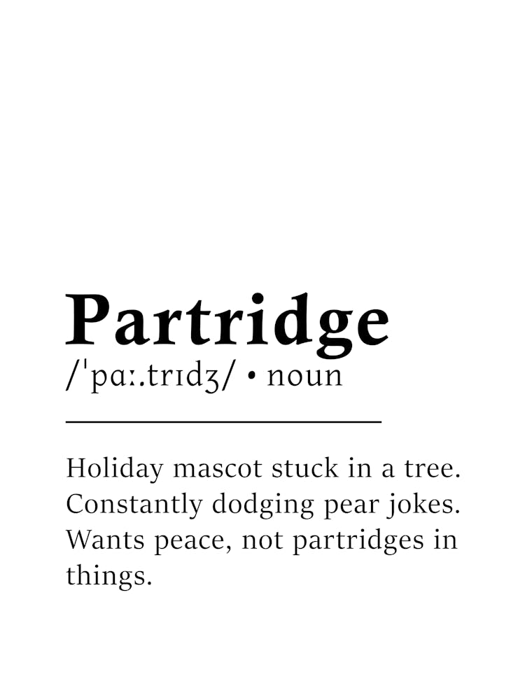 Partridge Definition Poster - Dictionary