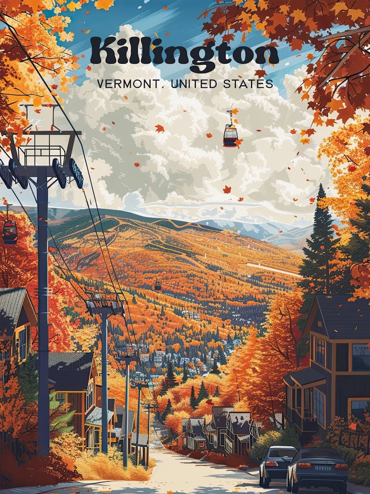 Killington Vermont Resort Digital Travel Art