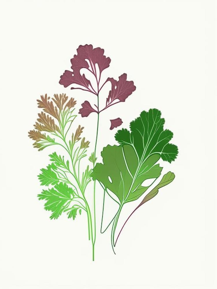 Parsley Spices And Herbs Minimal Line Drawing 2