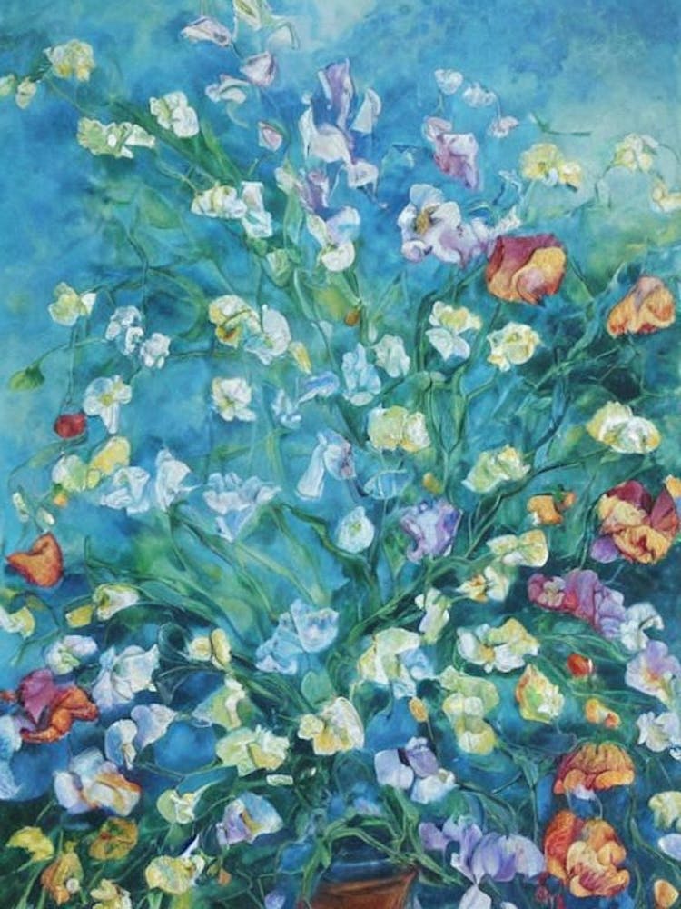 Sweet Pea Floral Print Bright Painting Flower