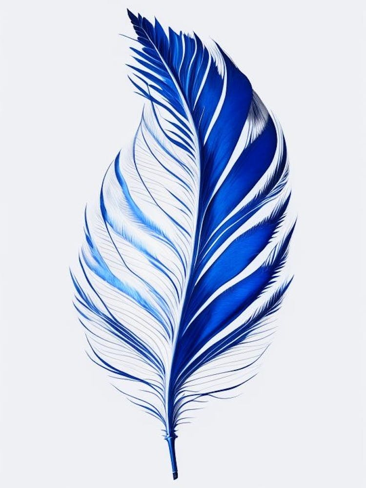 Feather Symbol 1 Blue And White Line Drawing