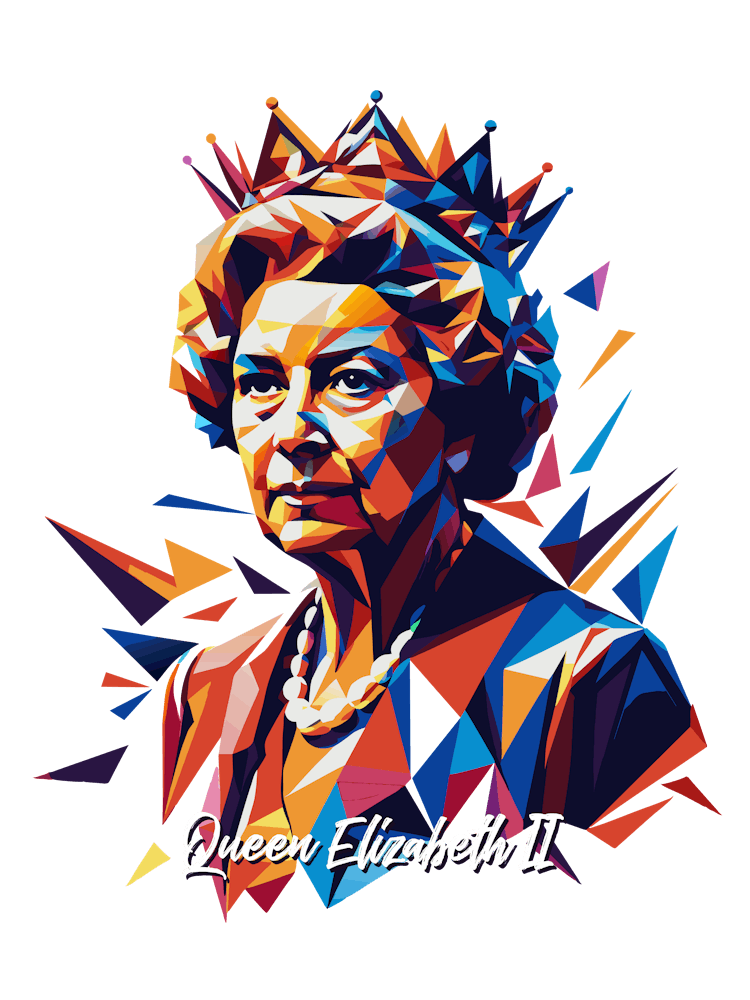 Queen Elizabeth II 02 Porträt WPAP Pop Art