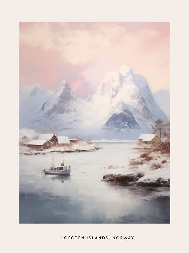 Dreamy Winter Painting Poster Lofoten Islands Norway 1