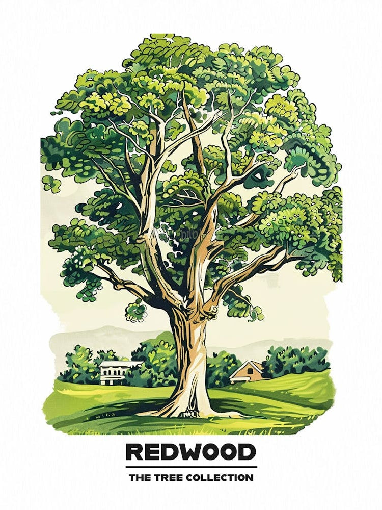 Redwood Tree Storybook Illustration 2 Poster