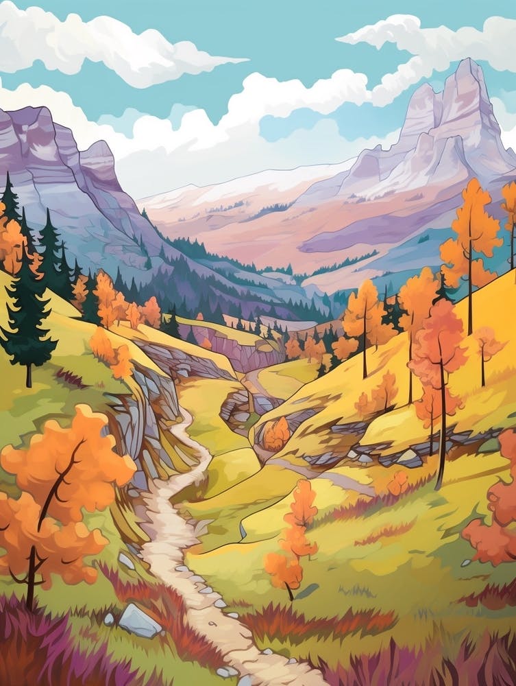 Dolomiten Alta Via Italien 2 Wanderillustration