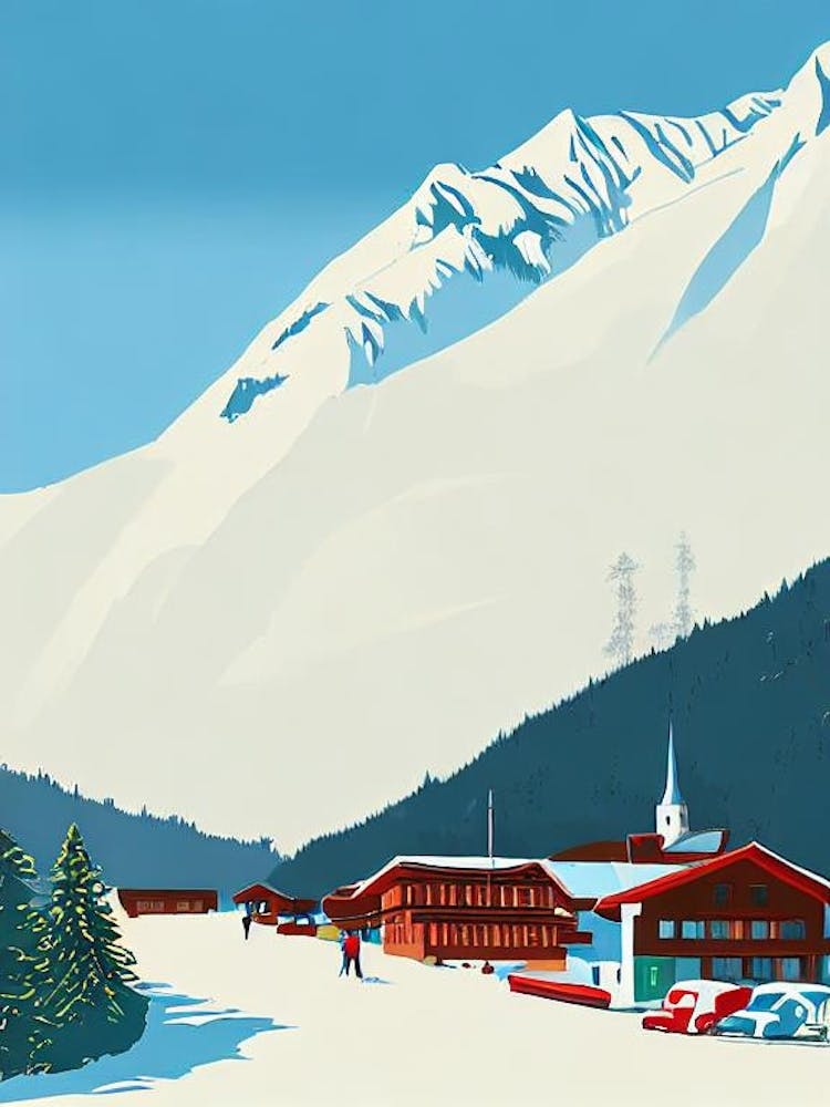 Sölden, Austria Midcentury Vintage Skiing Poster