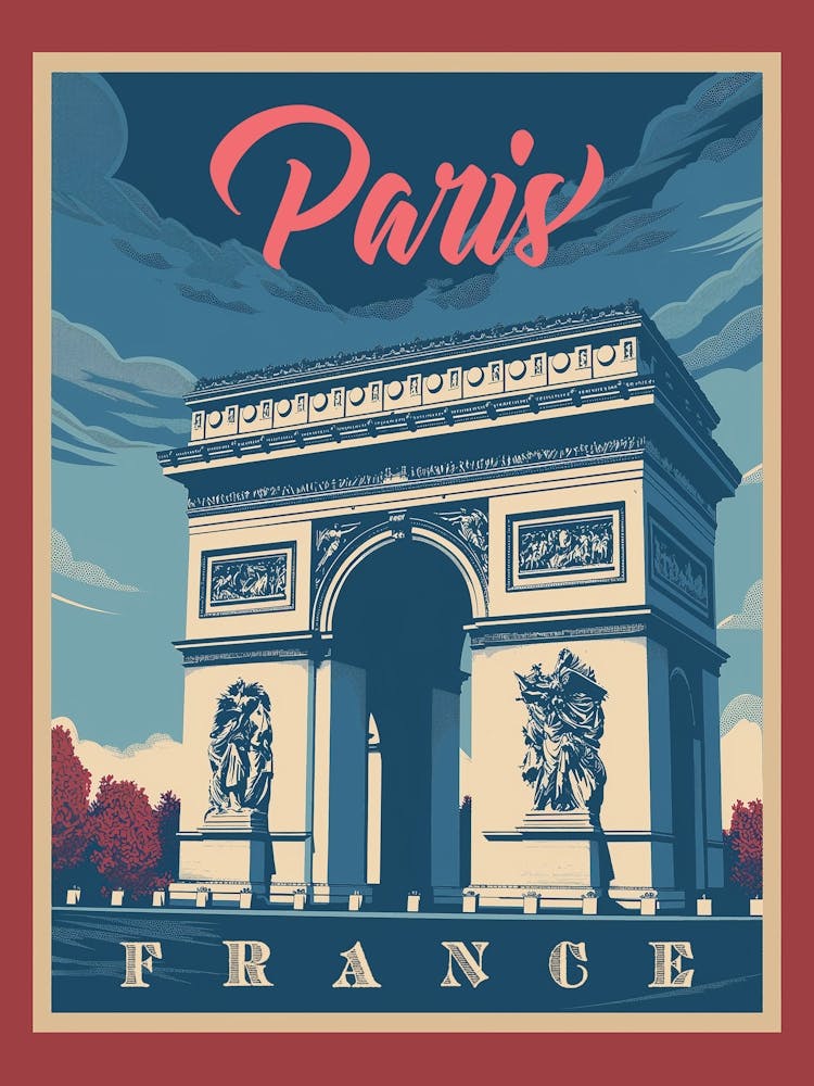 Vintage Travel Poster For Paris France
