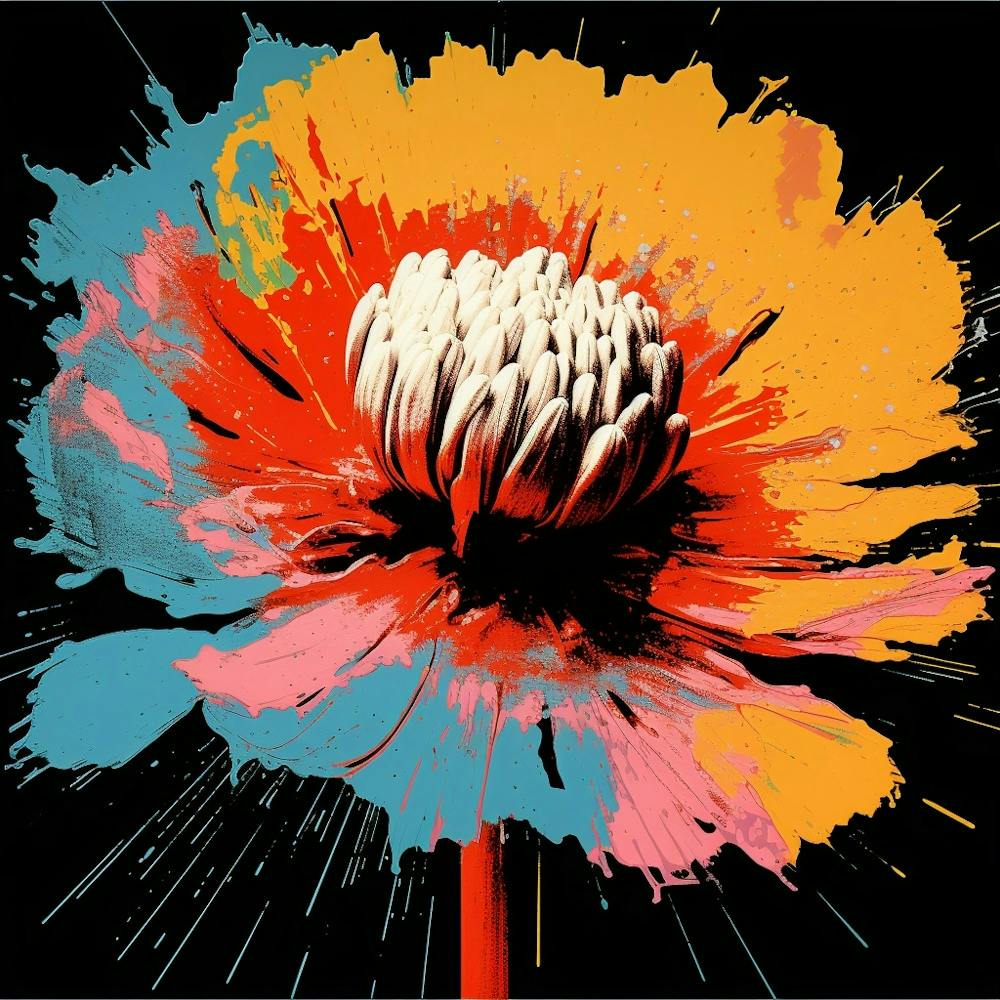 Andy Warhol Style Pop Art Flowers Everlasting Flower 2 Square