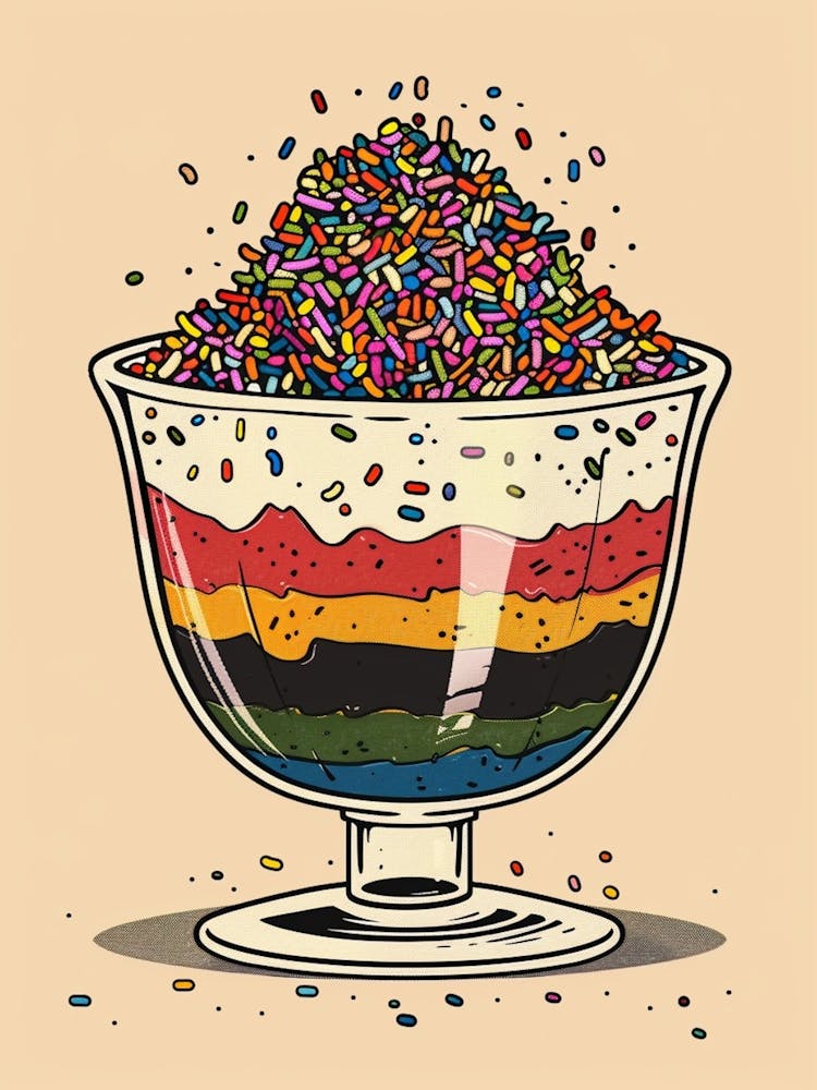 Simplistic Trifle With Sprinkles Graphic Line Illustration 1