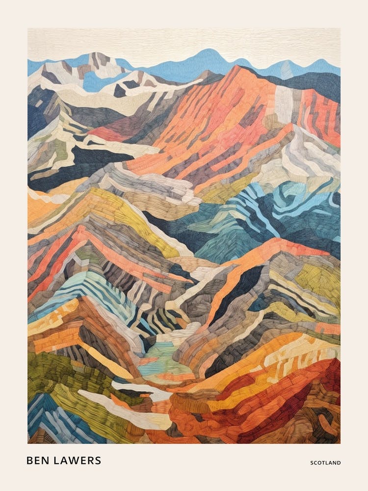 Ben Lawers Scotland Colourful Mountain Illustration Poster