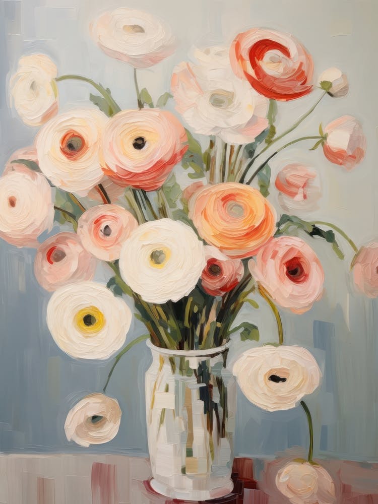 Ranunculus Flower Still Life Painting 3 Dreamy