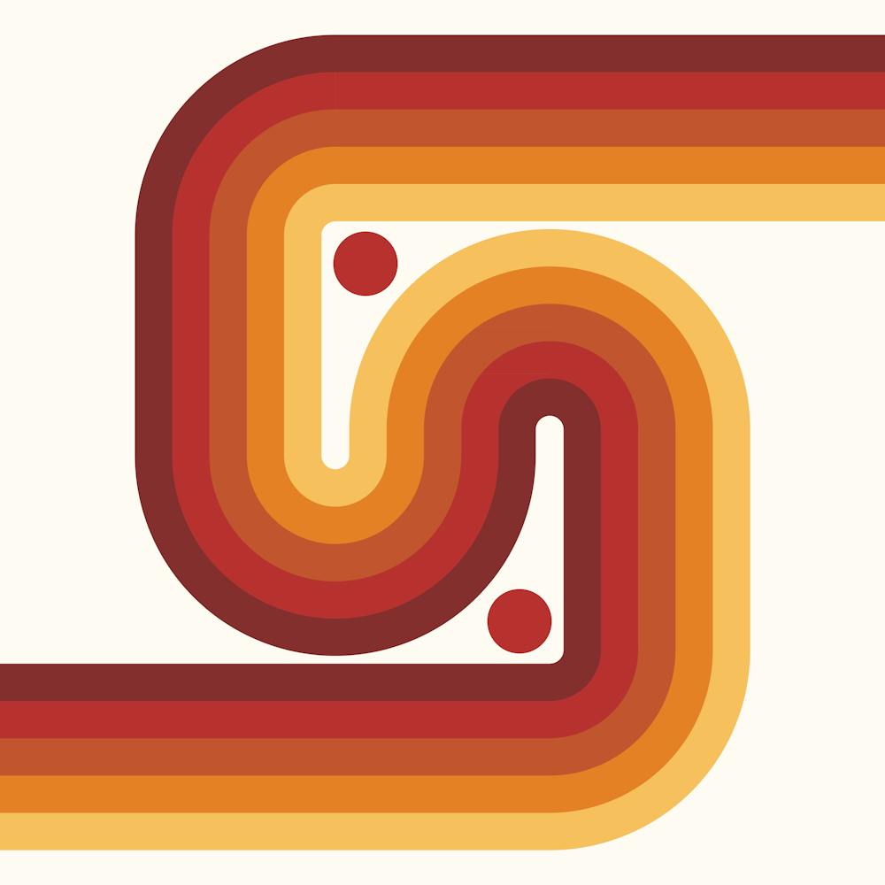 Geometric Rainbow Midcentury Modern Pattern Retro themed 1