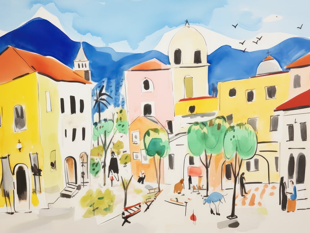 Bolzano Italy Cute Watercolour Illustration 2