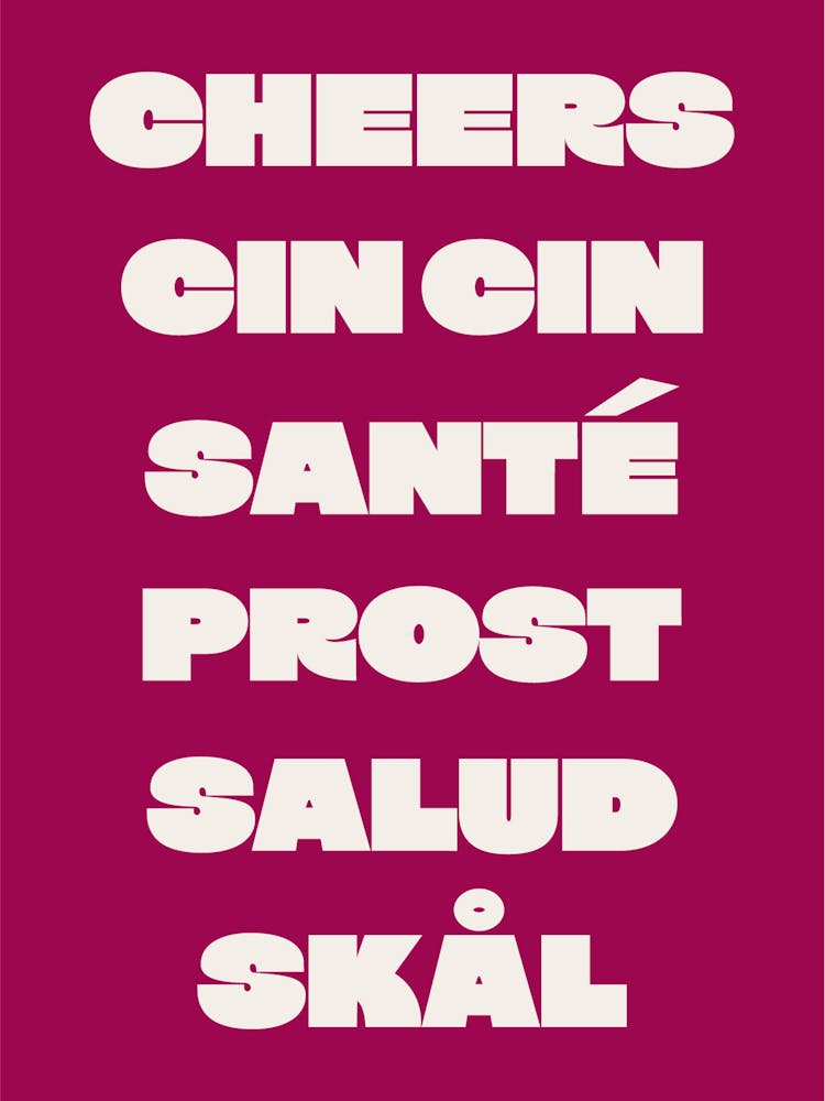 Cheers Cin Cin Wine Kitchen - Maroon And Cream