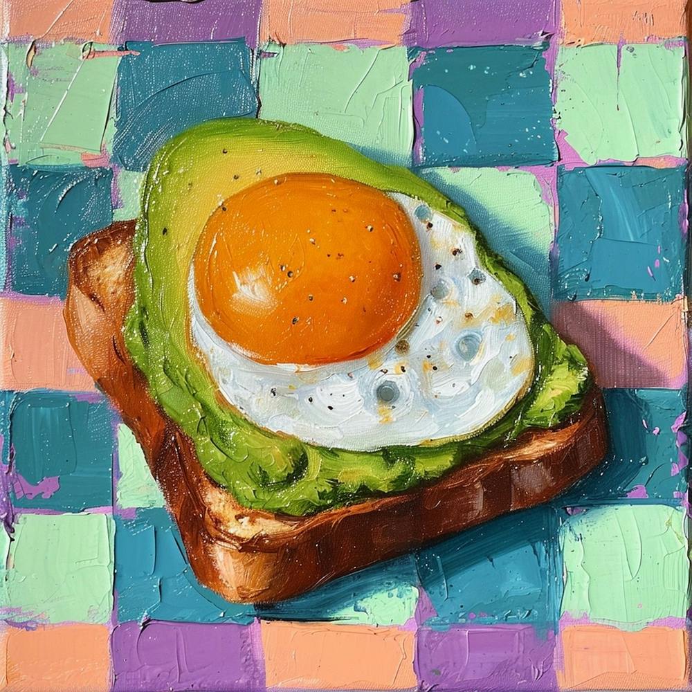 Avocado Egg On Toast Pastel Checkerboard 3