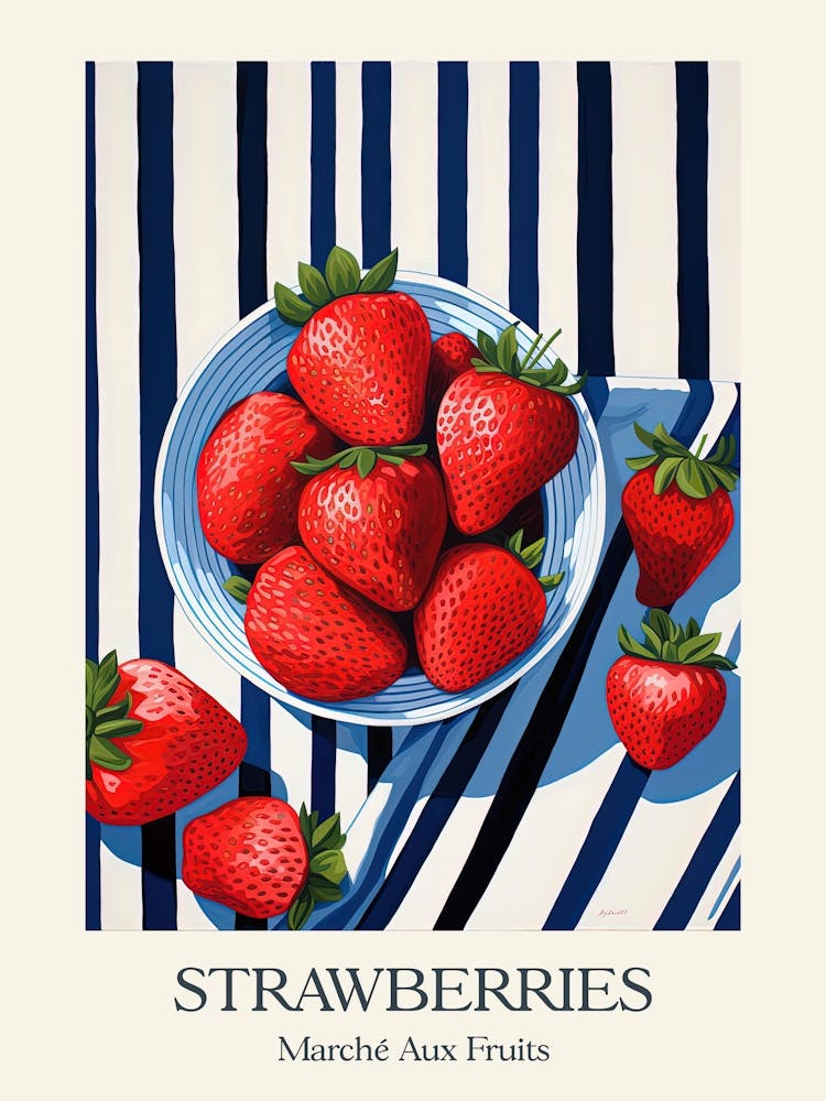 Marche Aux Fruits Strawberries Fruit Summer Illustration 4