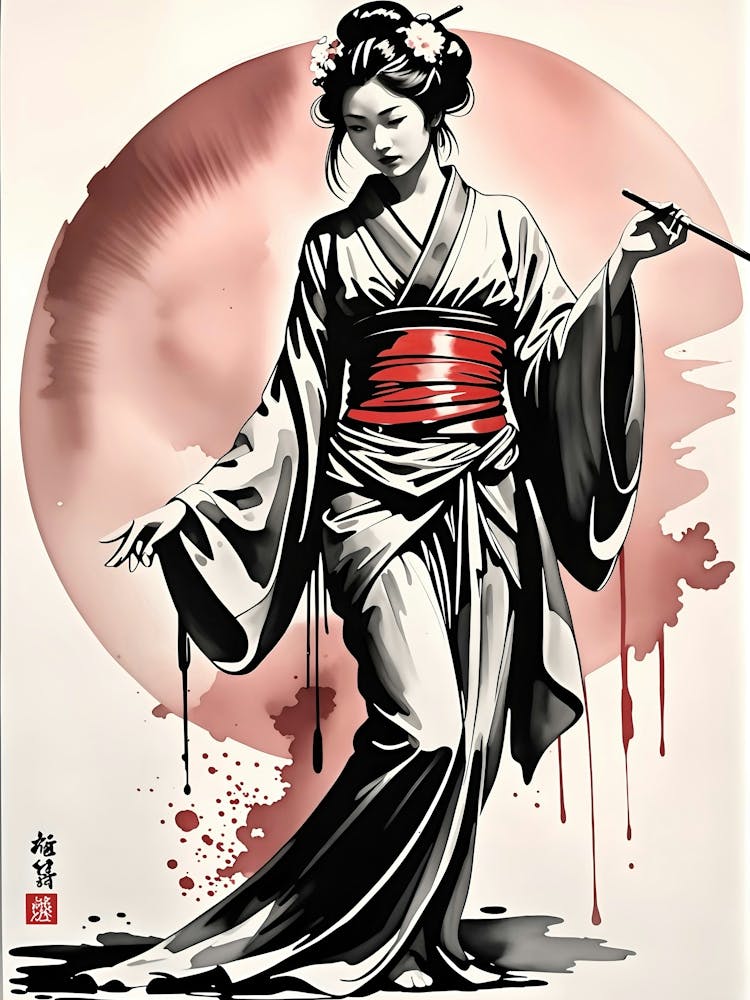Stylish Geisha Japanese Art