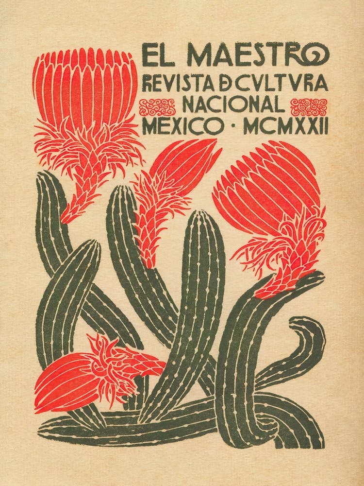 El Maestro, Cactus, Vintage Mexico Poster