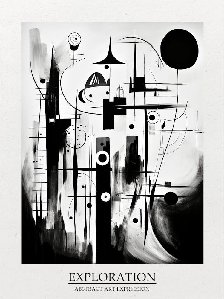 Exploration Abstract Black And White 3 Poster