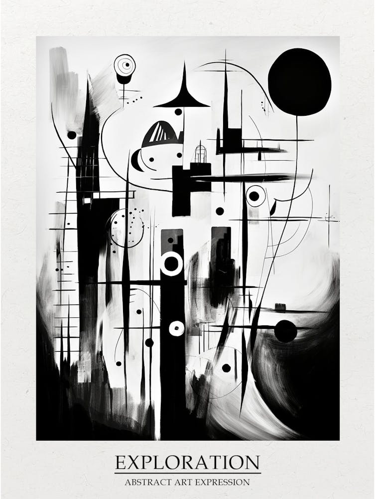 Exploration Abstract Black And White 3 Poster