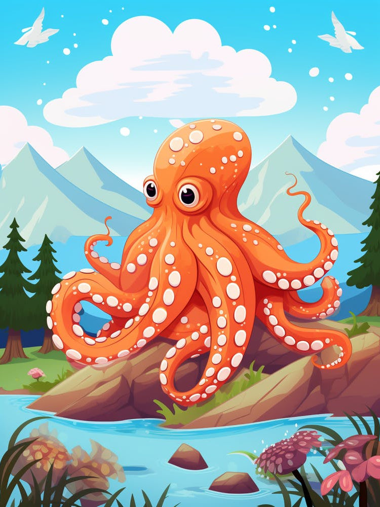 Giant Octopus Kids Illustration 3