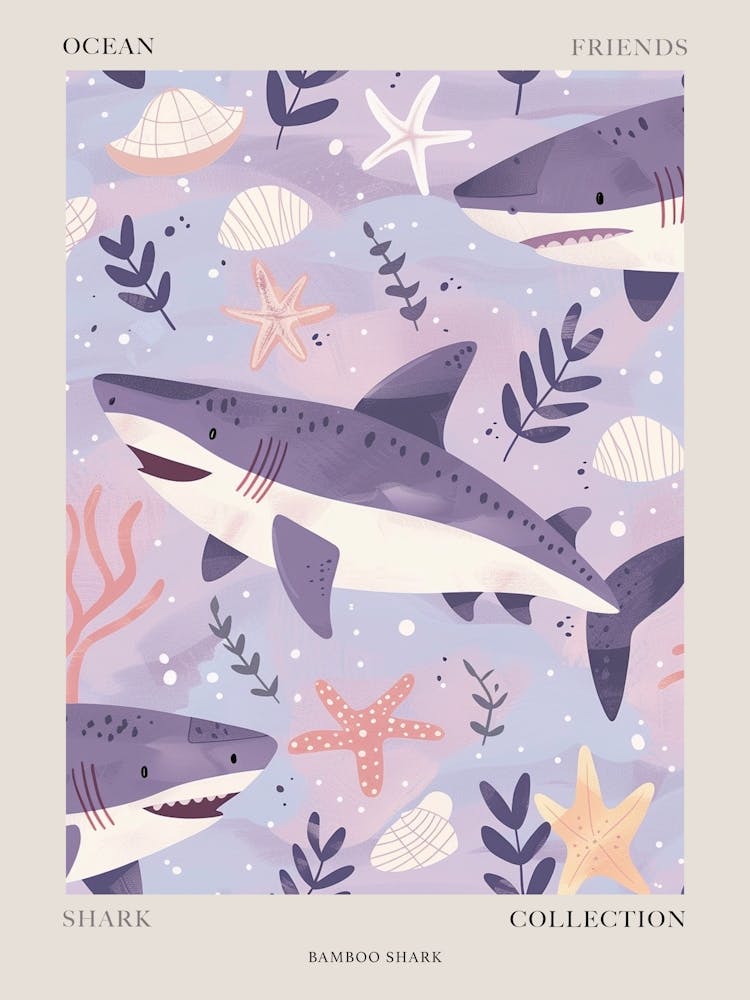 Purple Bamboo Shark Illustration 3 Poster