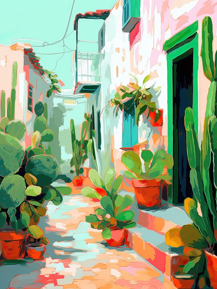 Puglia Italy Cacti Travel Housewarming Painting