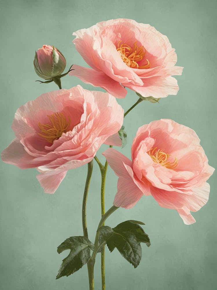 Pink Roses Flowers Acrylic Painting In Pastel Colours 6