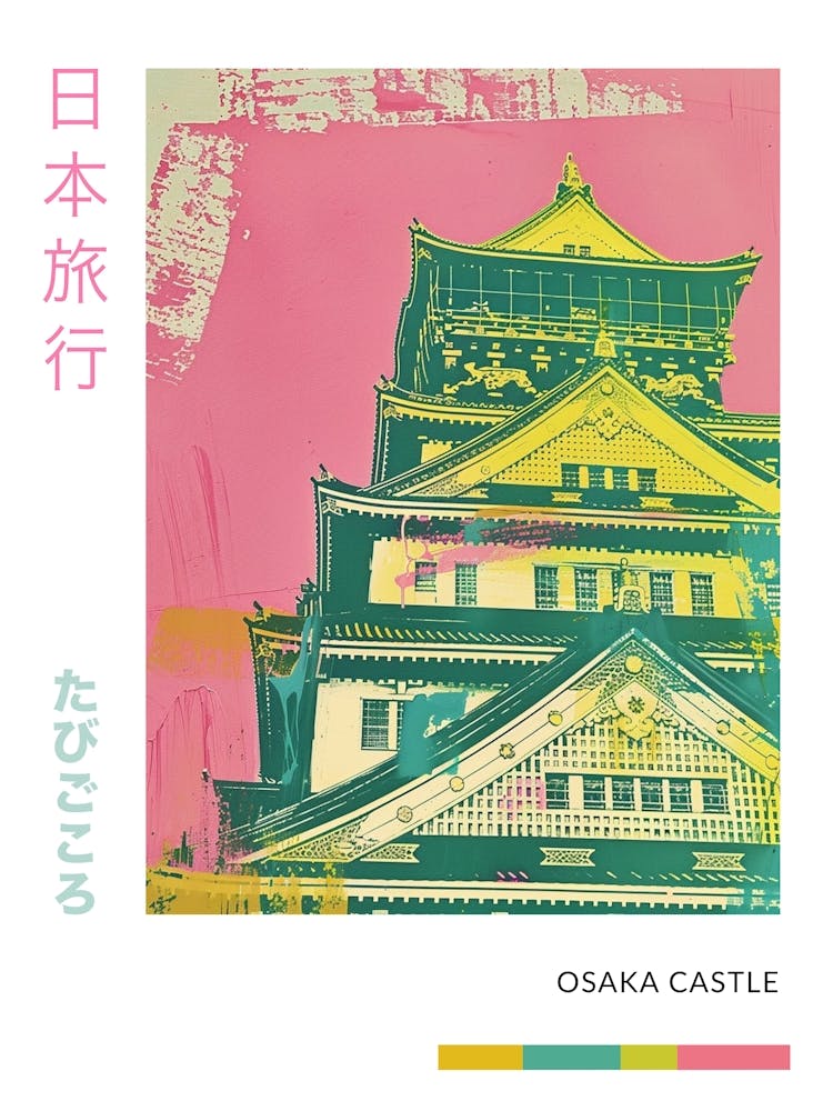 Osaka Castle Duotone Silkscreen Poster 3