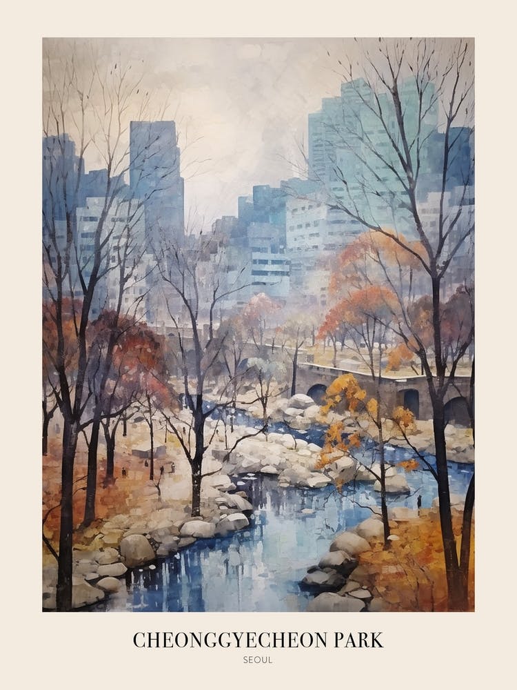 Winter City Park Poster Cheonggyecheon Park Seoul 4