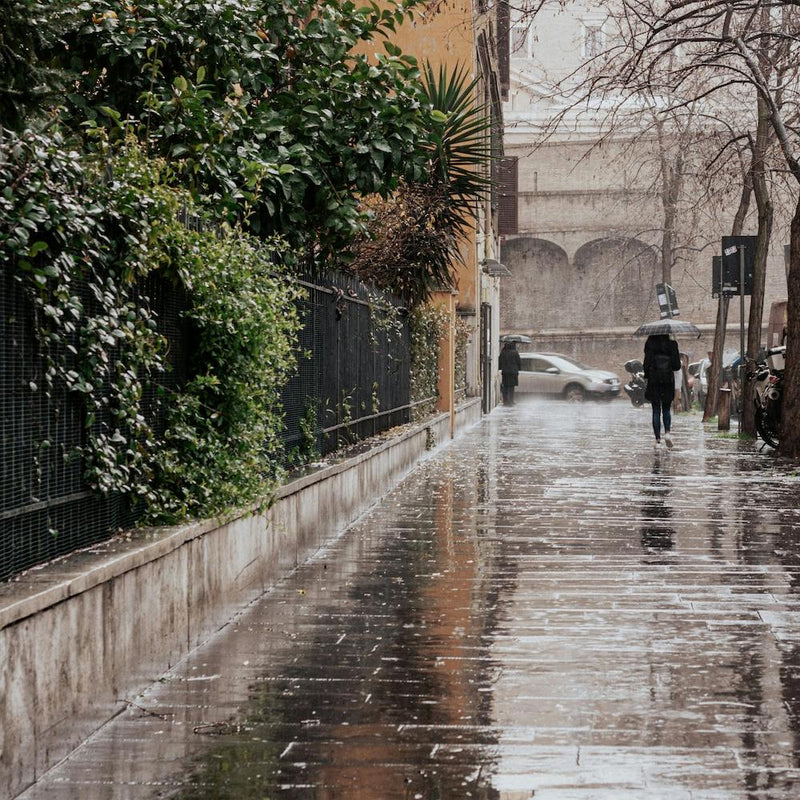 The Girl With The Umberella In The Rainy Streets Of Rome Italy Travel Square