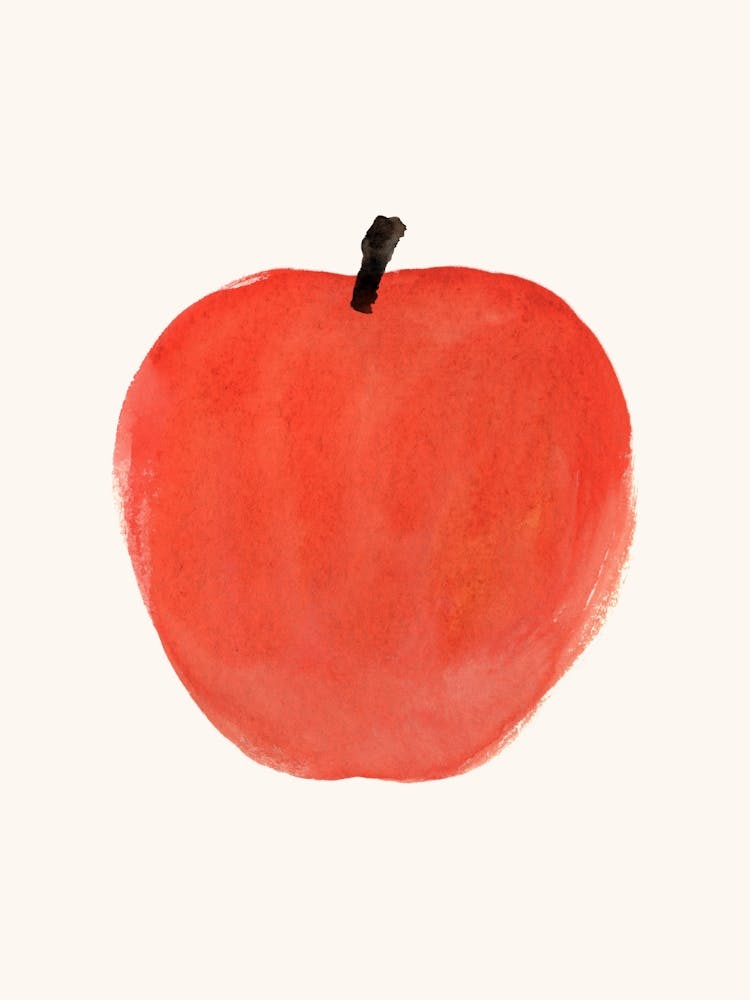 Red Apple Fruit Watercolor Painting Minimalist Kitchen Print