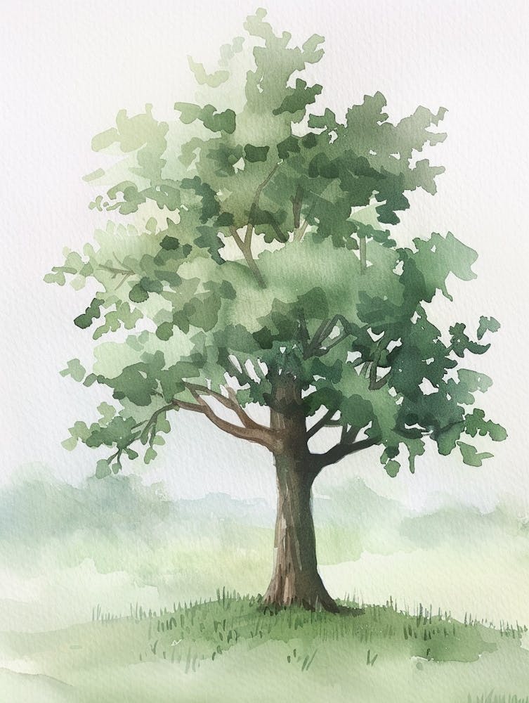 Walnut Tree Atmospheric Watercolour Painting 3