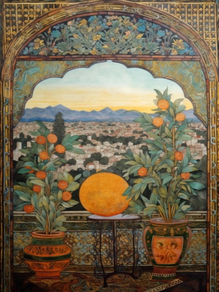 A Window View Of Marrakech In The Style Of Art Nouveau 1