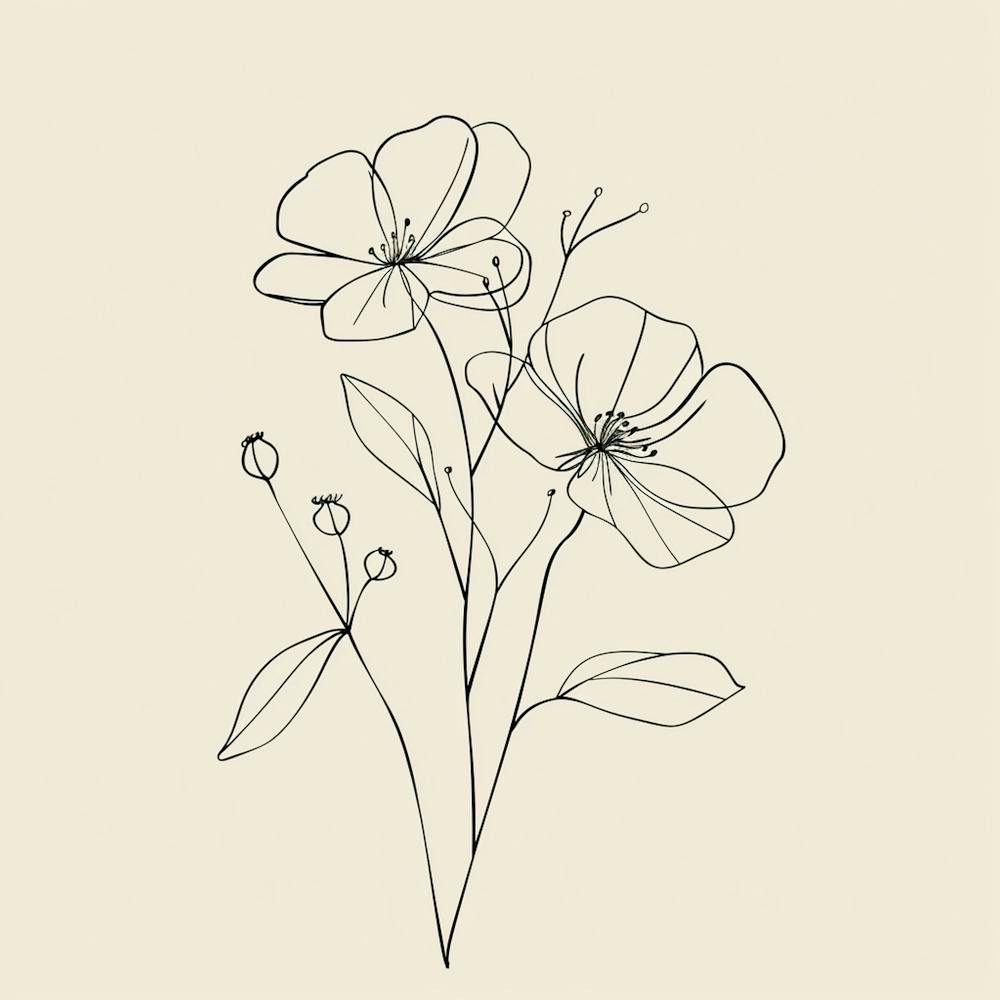 Simple Line Drawing Of Flowers