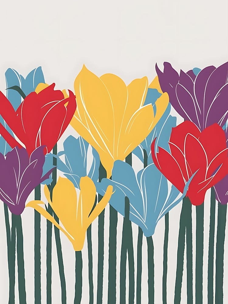 A Minimalist Sketch Of Vibrant Flowers, Multi Colored, Illustration (2)