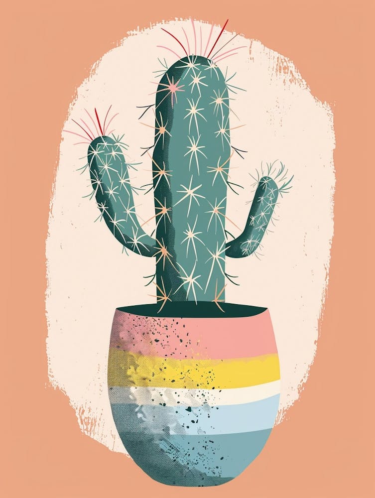 Easter Cactus Plant Minimalist Illustration 2