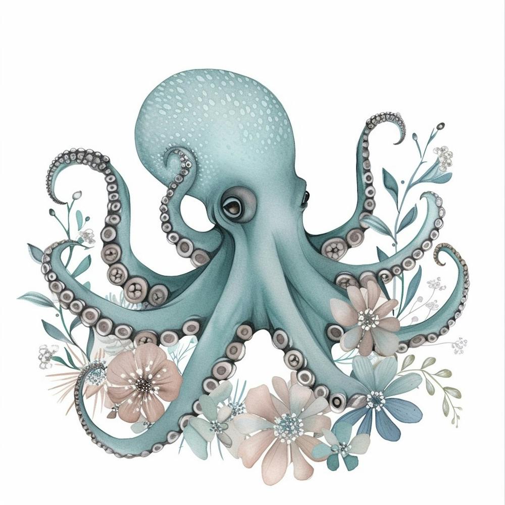 Blue Storybook Style With Seaweed & Coral 3