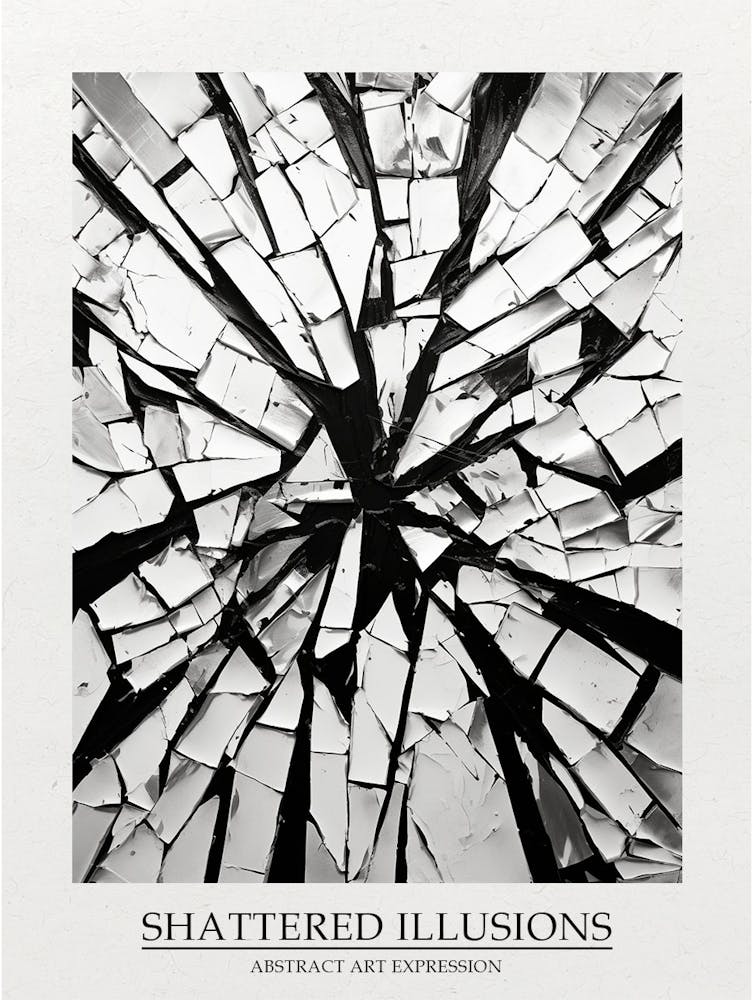 Shattered Illusions Abstract Black And White 8 Poster