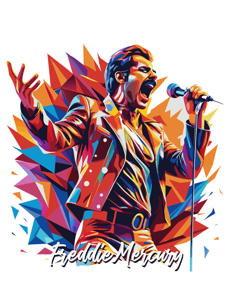 Freddy Mercury 01 Portrait Music Icon Style WPAP Pop Art