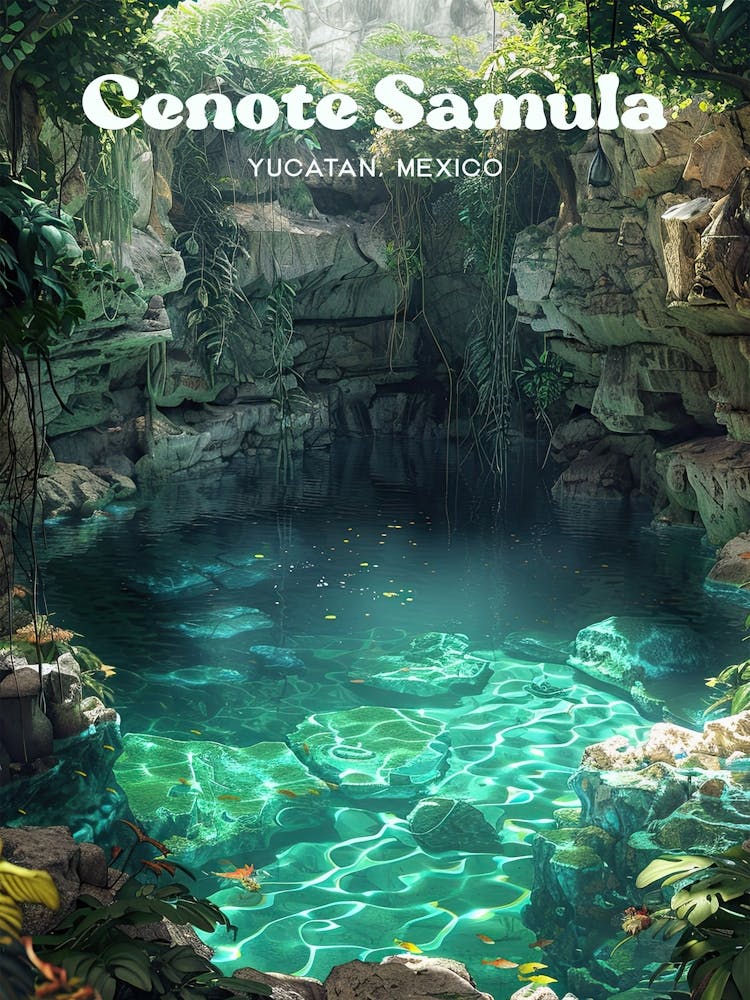 Cenote Samula Cenotes Dzitnup Digital Travel Art