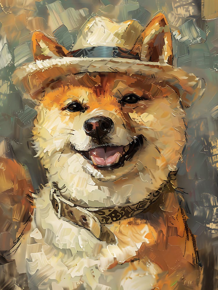 Oil Painting Smiling Shiba Inu 14