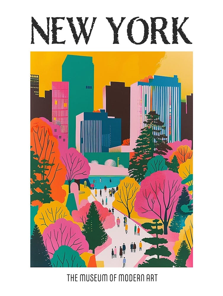 The Museum Of Modern Art New York Colourful Silkscreen Illustration 4 Poster