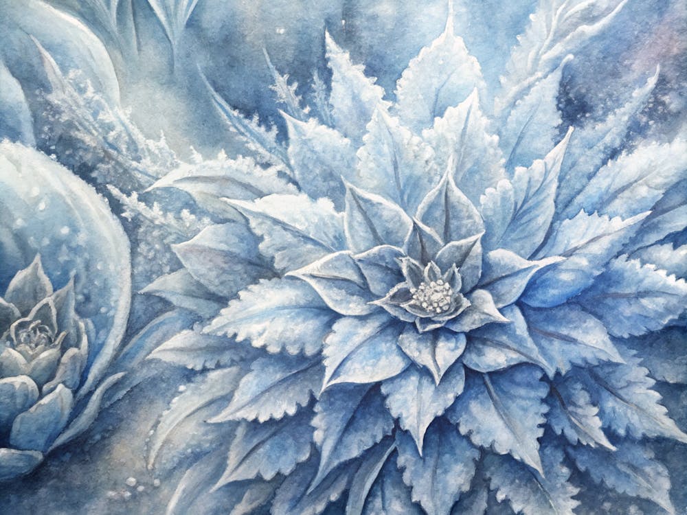 A Detailed View Of Frost Flowers Forming Intricate
