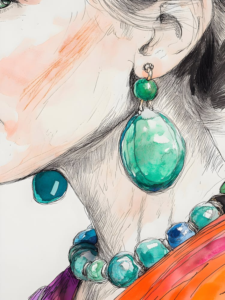 Drawing Of A Woman With Earrings