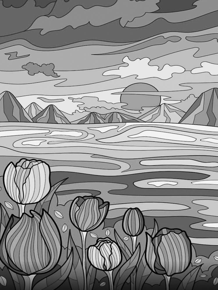 Landscape With Tulips