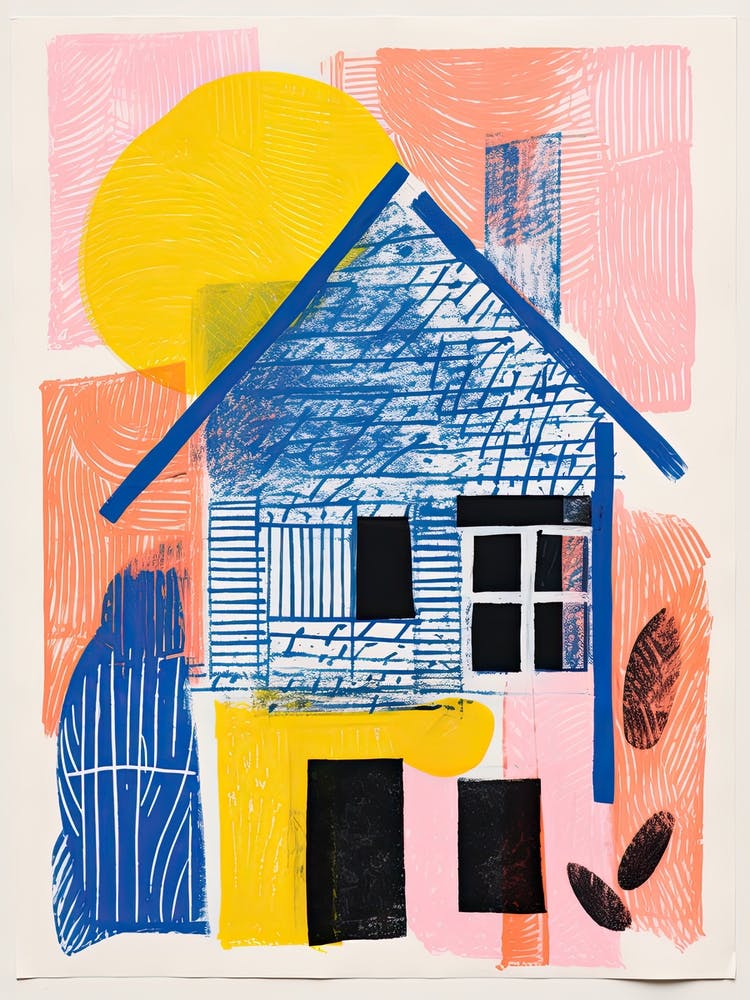 A House In Cape Cod, Abstract Risograph Style 4