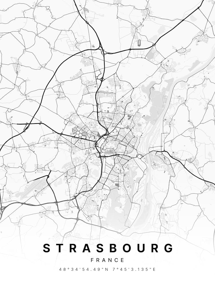 Strasbourg France White Map